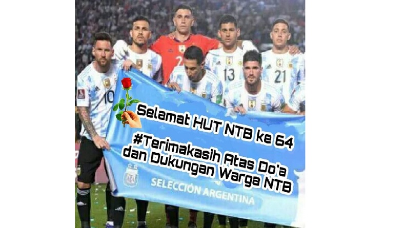 Viral Ucapan Selamat HUT NTB dari Timnas Argentina, Begini Penampakannya