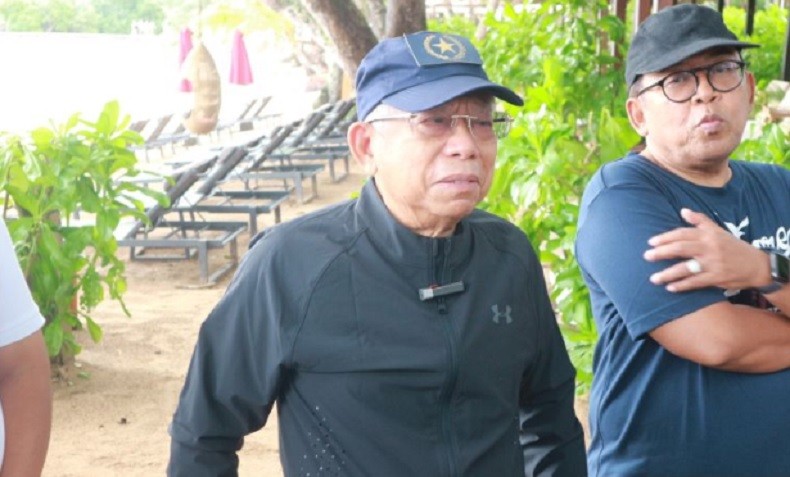 Maruf Amin Nikmati Udara Pagi di Nusa Dua Bali, Jalan Kaki 3 KM ke Pantai