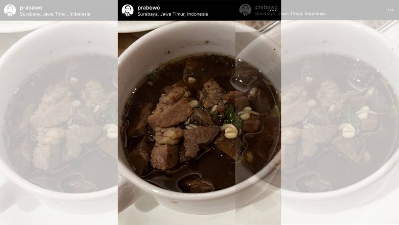 Gegara Unggah Foto Rawon, Prabowo Dapat Banyak Rekomendasi Kuliner Surabaya dari Warganet