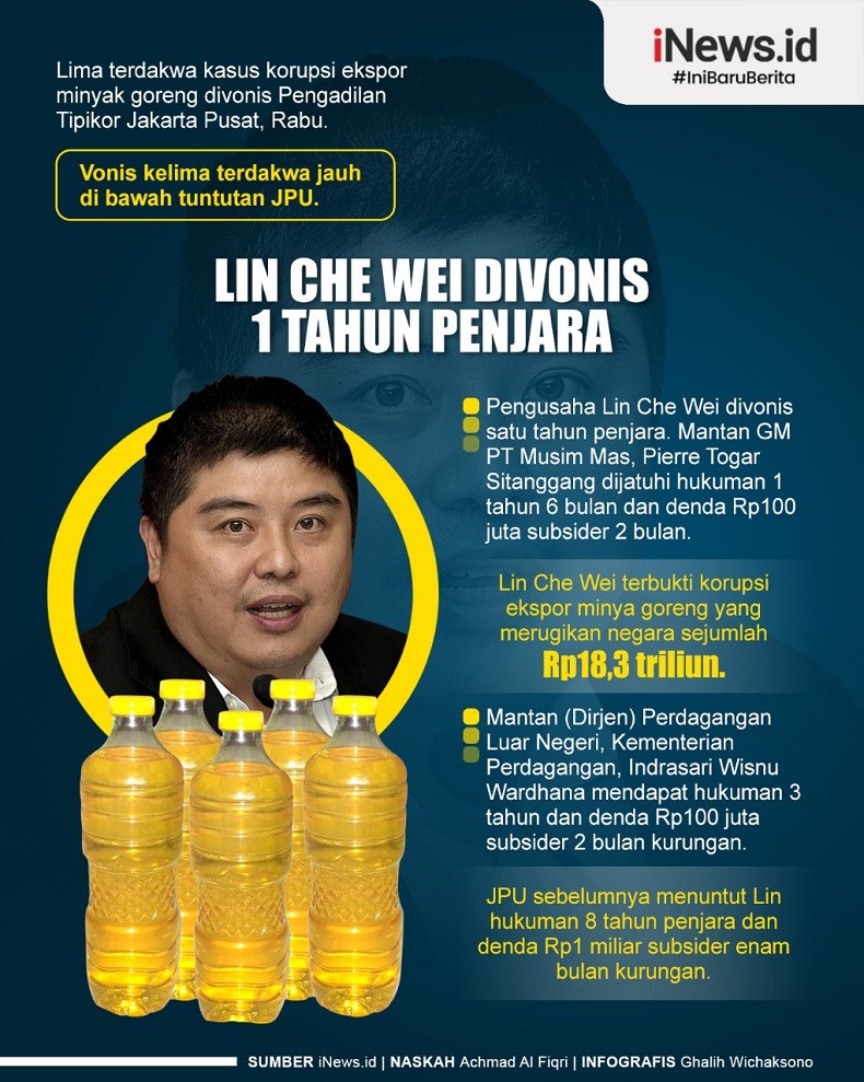 Infografis Lin Che Wei Divonis 1 Tahun Penjara