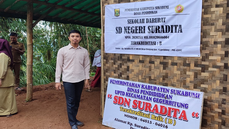 Terdampak Tanah Bergerak, KBM di SDN Suradita Sukabumi Dipindah ke Sekolah Darurat 