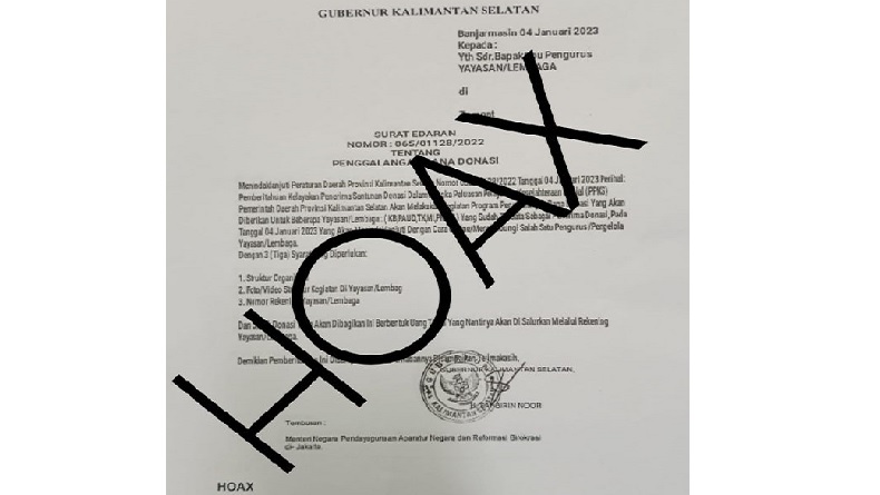 Viral Surat Edaran Penggalangan Dana Donasi Dinsos Kalsel, Ternyata Ini Fakta