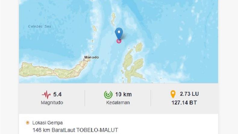 Gempa Terkini M5,4 Guncang Tobelo Maluku Utara, BMKG : Tak Berpotensi Tsunami