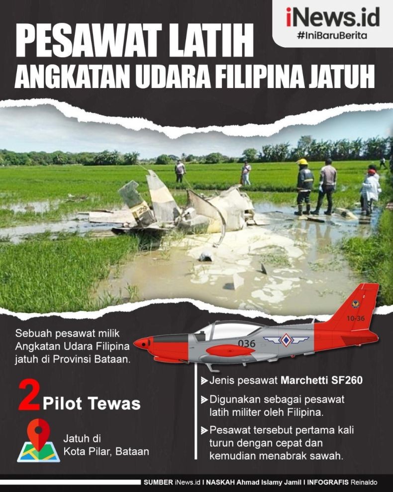 Infografis Pesawat Latih AU Filipina Jatuh di Sawah