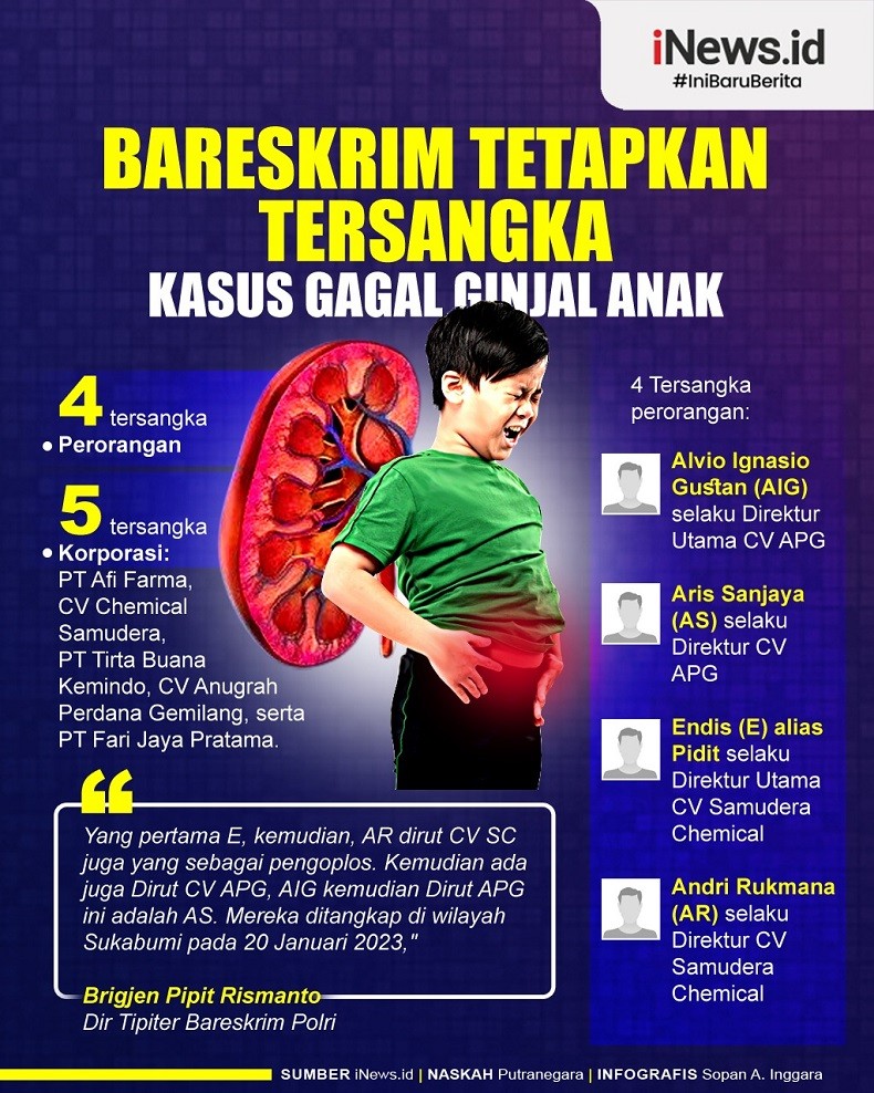 Infografis 4 Orang dan 5 Korporasi Tersangka Kasus Gagal Ginjal Anak