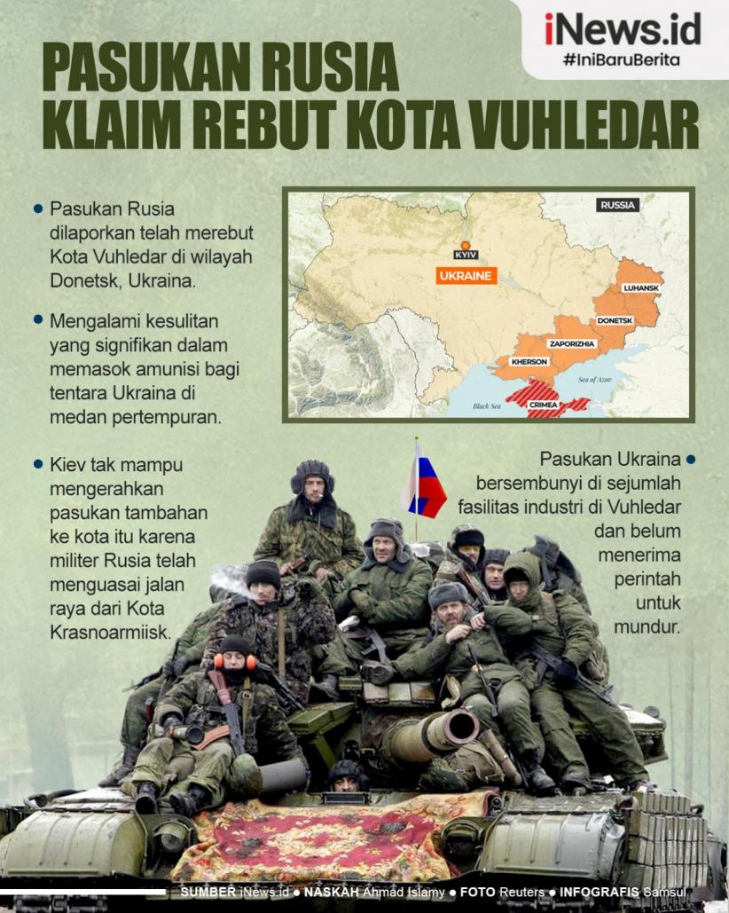 Infografis Rusia Klaim Rebut Kota Vuhledar Dari Ukraina