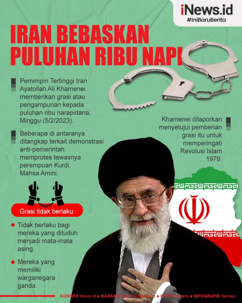 Infografis Iran Bebaskan Puluhan Ribu Napi