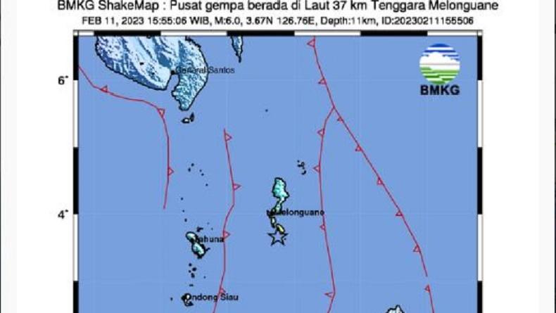 Gempa Terkini Magnitudo 6,0 Guncang Melonguane, Terasa sampai Manado