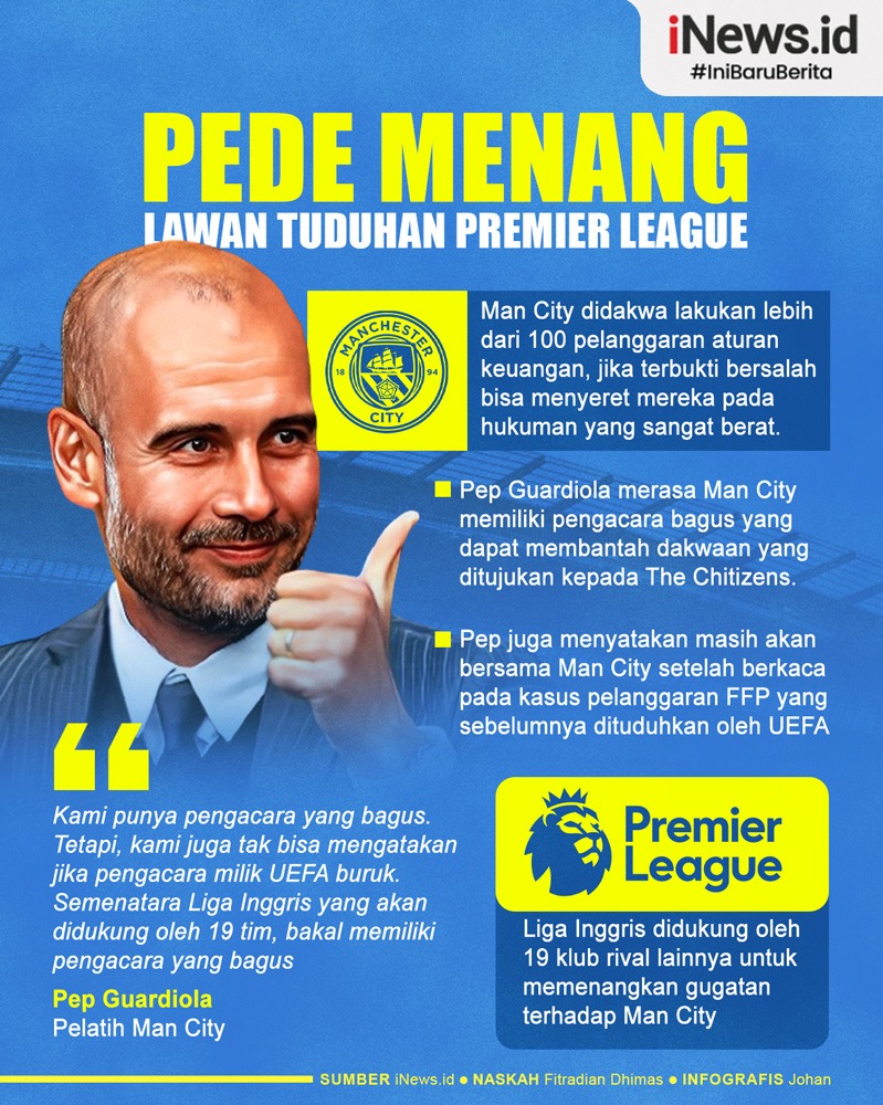Infografis Pep Guardiola Pede Man City Menang Lawan Tuduhan Premier League