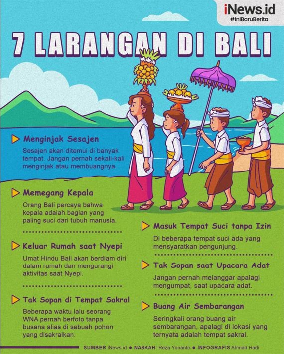 Infografis 7 Larangan di Bali, Jangan Pegang Kepala hingga Injak Sesajen 