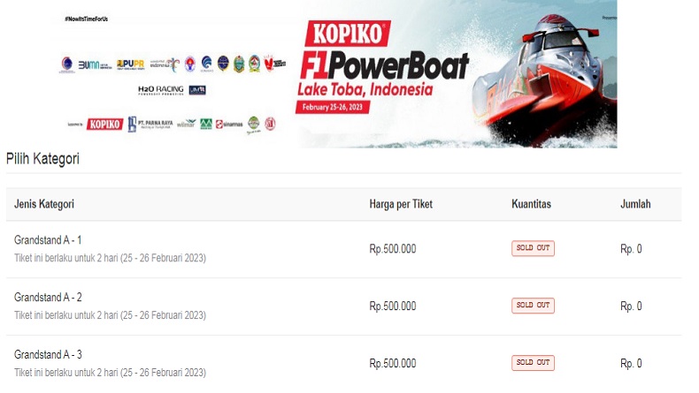 2.000 Tiket F1 Powerboat Danau Toba Terjual dalam 23 Menit