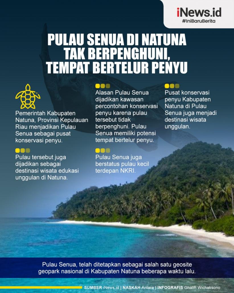 Infografis Pulau Senua di Natuna Tak Berpenghuni, Tempat Bertelur Penyu