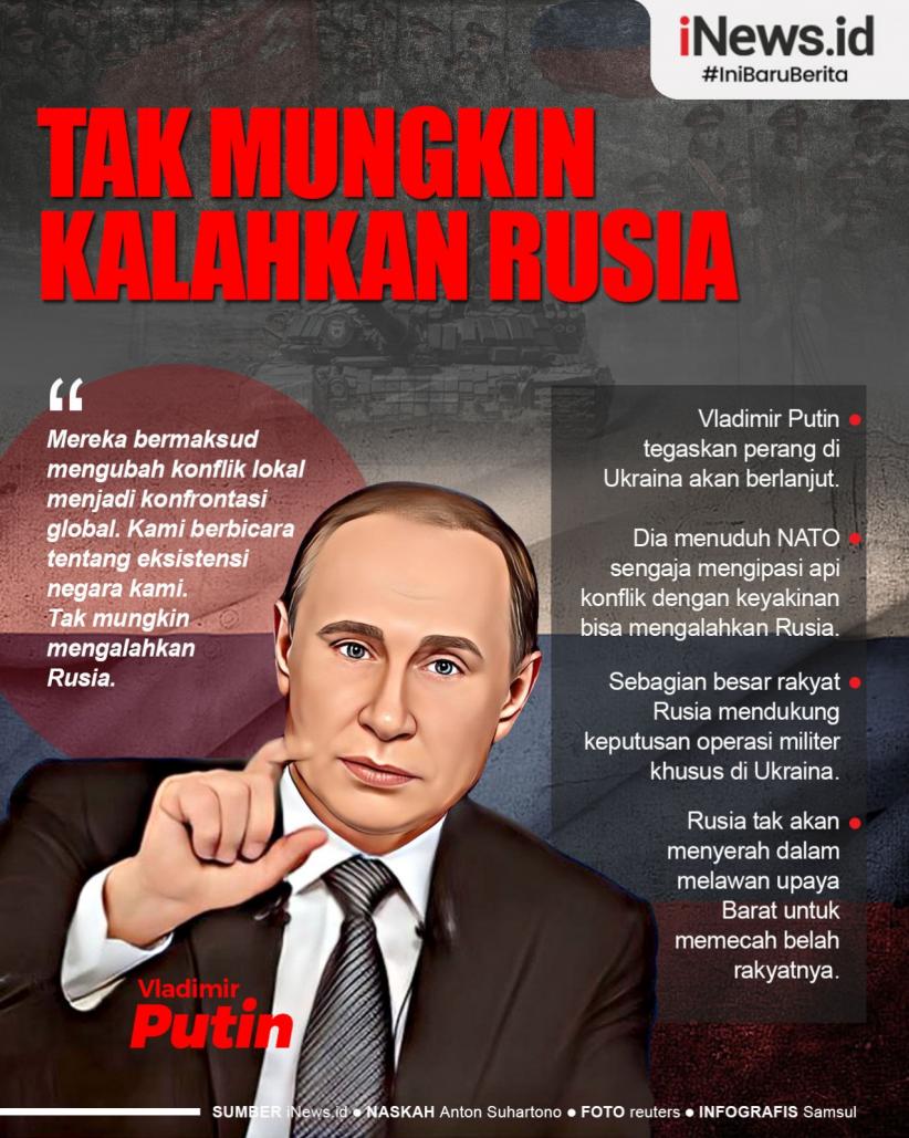 Infografis Putin Sebut Rusia Tak Bisa Dikalahkan Oleh Barat