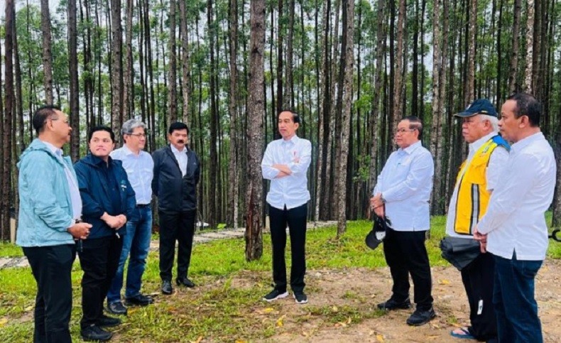 Momen Jokowi Nikmati Suasana Pagi di IKN, Berbincang dengan Para Menteri