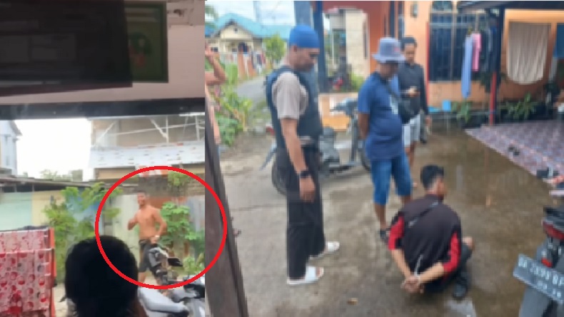 Sangar Ngamuk Sabetkan Parang ke Paman, Pemuda Kalimantan Duduk Lemas Ditangkap Polisi