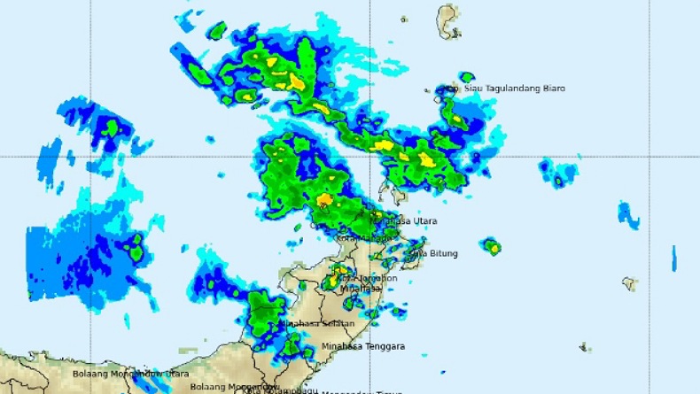 Update Cuaca Sulut, Hujan Masih Terjadi di Manado hingga Bolmong 3 Jam ke Depan