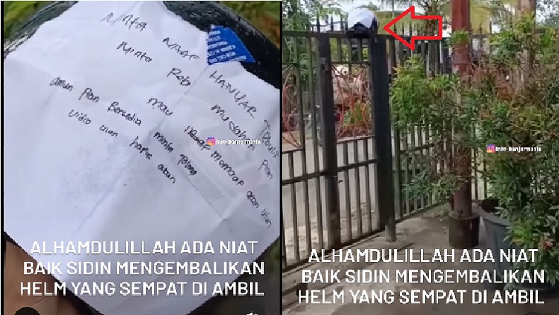 Viral Maling Kembalikan Helm Curian, Tulis Pesan Maaf hingga Minta Video Dihapus
