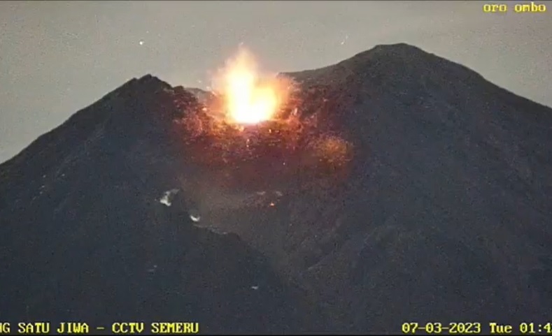 Aktivitas Meningkat, Gunung Semeru Keluarkan Lava Pijar dan Asap Kelabu Setinggi 500 Meter