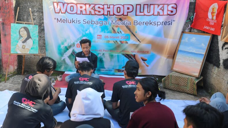 Pemuda Cibiru Bandung Antusias Ikut Workshop Lukis dan Diajak Kreatif