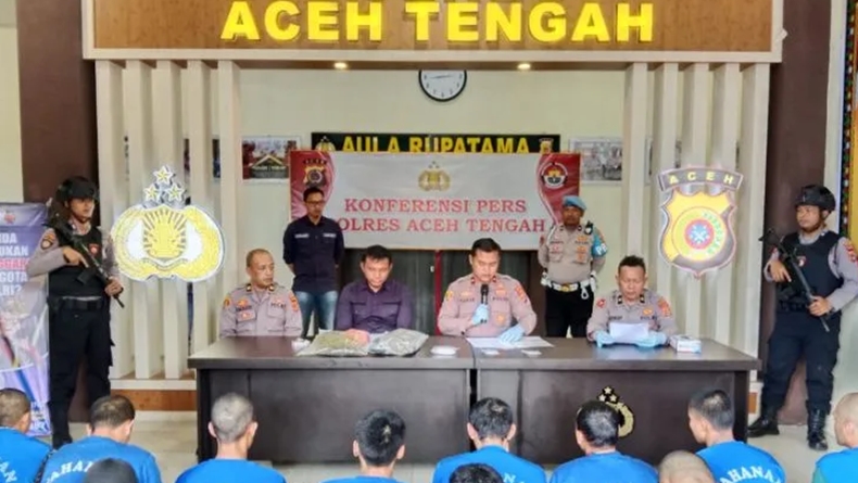 Polres Aceh Tengah Tahan 34 Tersangka Kasus Narkoba, Ada ASN Dinas Kepegawaian Bener Meriah