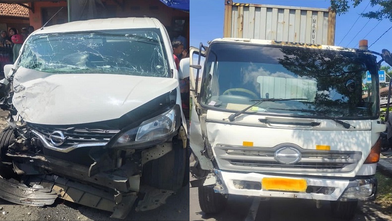 Kecelakaan di Cikoneng Ciamis, Truk dan Minibus Tabrakan, 2 Orang Luka-Luka 