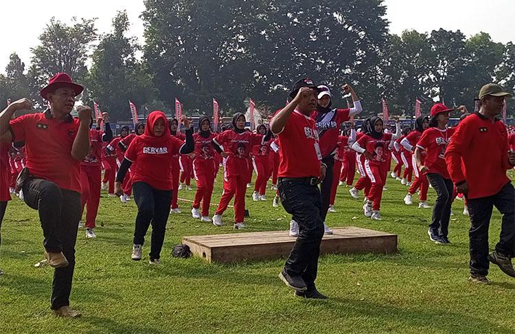 Konsolidasi Pemilu 2024, 3.000 Kader Perempuan PDIP Senam Sicita di Lapangan Trirenggo Bantul