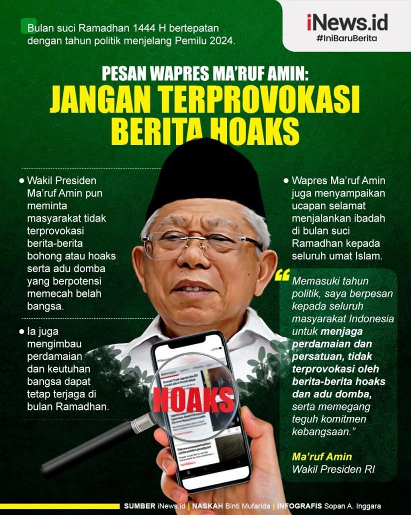 Infografis Wapres Ma'ruf Amin Imbau Masyarakat Tidak Terprovokasi Hoaks ...