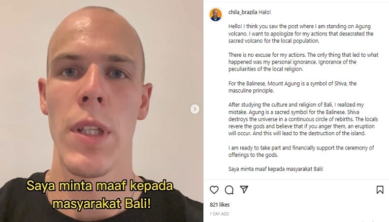 Bule Buka Celana di Gunung Agung Minta Maaf, Siap Tanggung Biaya Upacara Mecaru