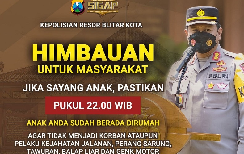 Marak Perang Sarung, Polres Blitar Minta Orang Tua Batasi Aktivitas Anak sampai Pukul 22.00 WIB