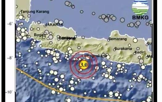 Gempa Hari Ini M 3,0 di Cilacap Rabu 5 April 2023, Kedalaman 26 Km