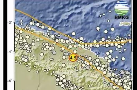 title Gempa Hari Ini M4,5 di Keerom Papua Rabu 5 April 2023, Kedalaman 78 Km Gempa Hari Ini M4,5 di Keerom Papua Rabu 5 April 2023, Kedalaman 78 Km