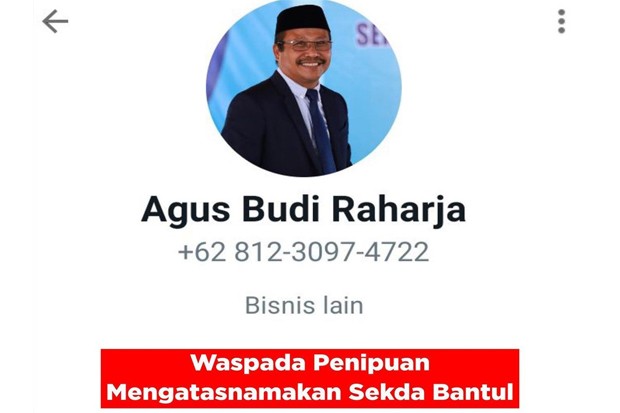 Nama Sekda Bantul Dicatut untuk Penipuan, Modus Beri Sumbangan