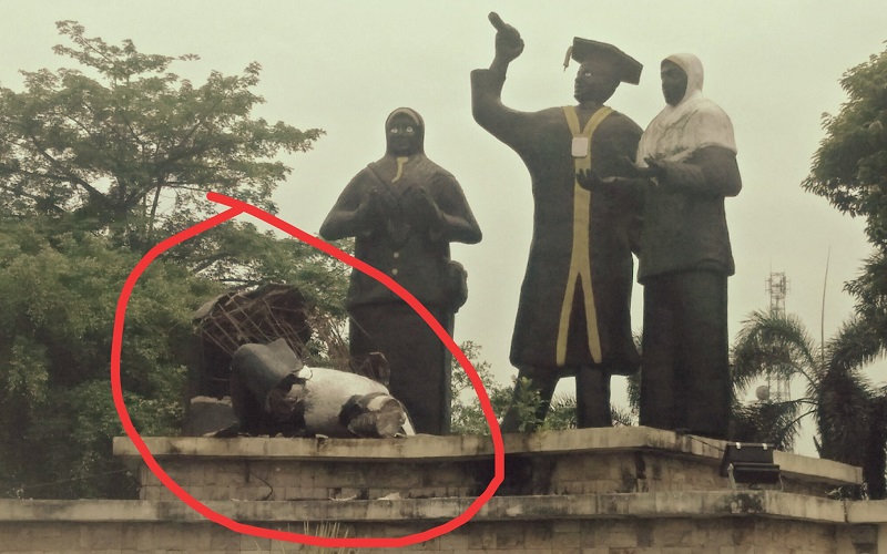 Patung Ikon Kota Santri di Ogan Ilir Roboh, Ini Penampakannya