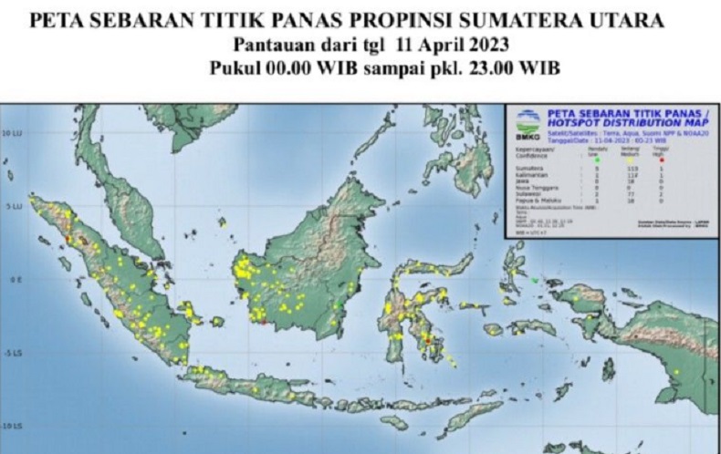 4 Titik Panas Terpantau di Sumut, Ini Sebaran Wilayahnya 