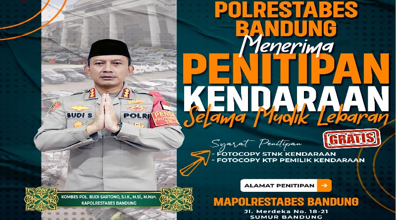 Polrestabes Bandung Buka Posko Penitipan Mobil dan Motor selama Libur Lebaran 2023