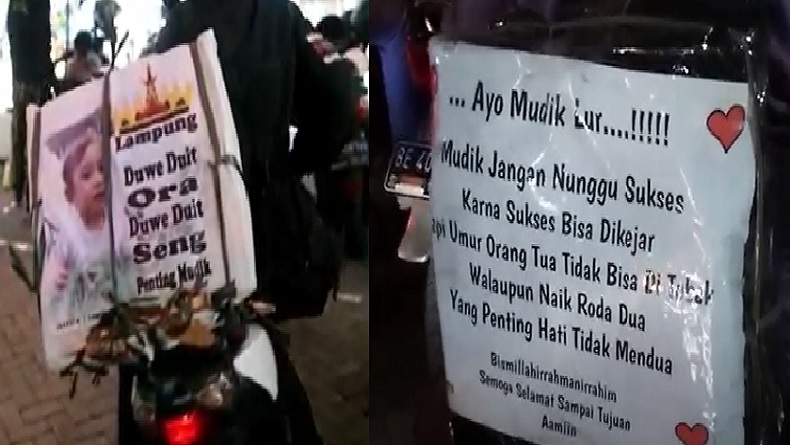 Potret Tulisan Kocak di Motor Pemudik Bikin Ngakak