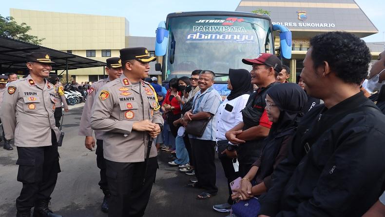 Program Arus Balik Gratis Presisi, Polres Sukoharjo Berangkatkan 2 Bus 