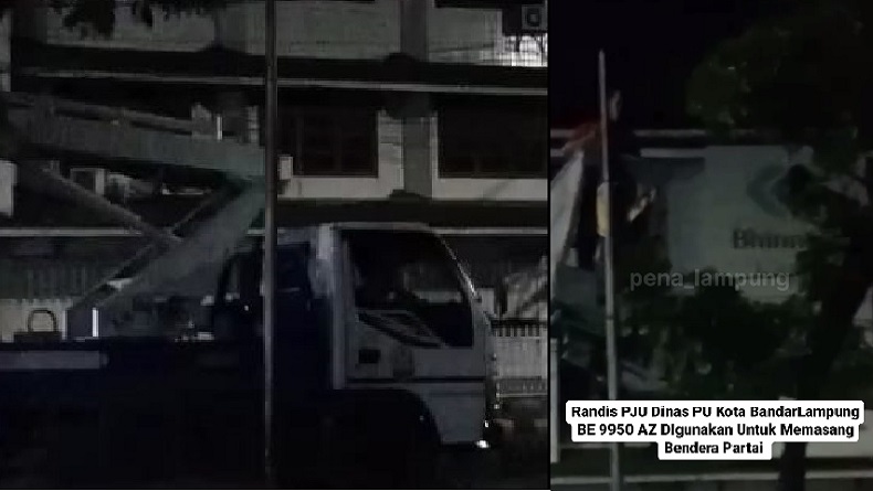 Lampung Viral Lagi, Mobil Dinas PU Dipakai Pasang Bendera Partai NasDem