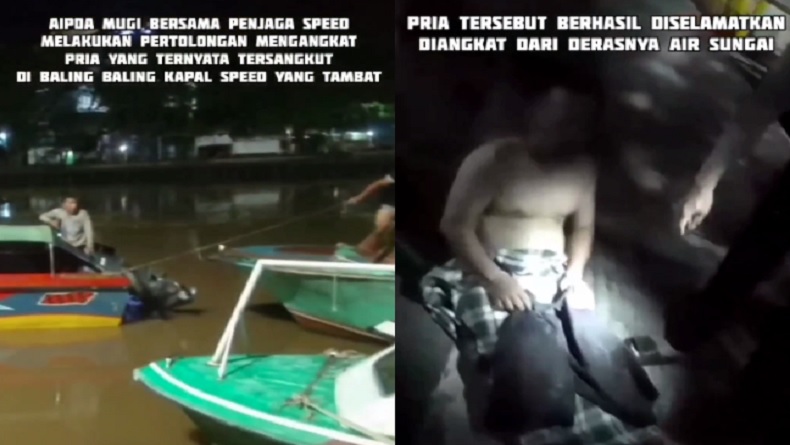 title Aksi Heroik Polisi Terjun ke Sungai Selamatkan Warga Tersangkut Baling-Baling Speedboat Aksi Heroik Polisi Terjun ke Sungai Selamatkan Warga Tersangkut Baling-Baling Speedboat