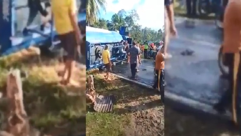 Kecelakaan Hari Ini di Tanggamus, Truk BBM Terguling Tutup Jalan, Sopir Tewas Terjepit