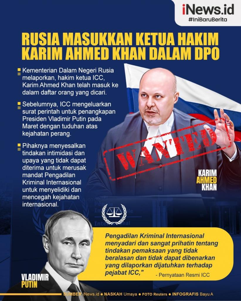 Infografis Rusia Masukkan Ketua Hakim Karim Ahmed Khan dalam DPO
