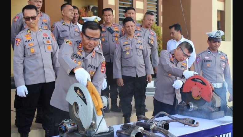 Polisi Musnahkan 38 Knalpot Brong di Aceh Jaya, Hasil Sitaan sejak Januari-Mei
