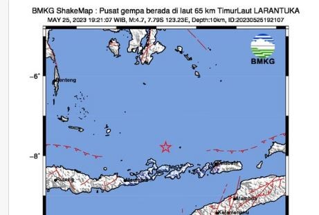 Info BMKG Gempa Hari Ini 2 Kali Guncang Larantuka Magnitudo 4,7
