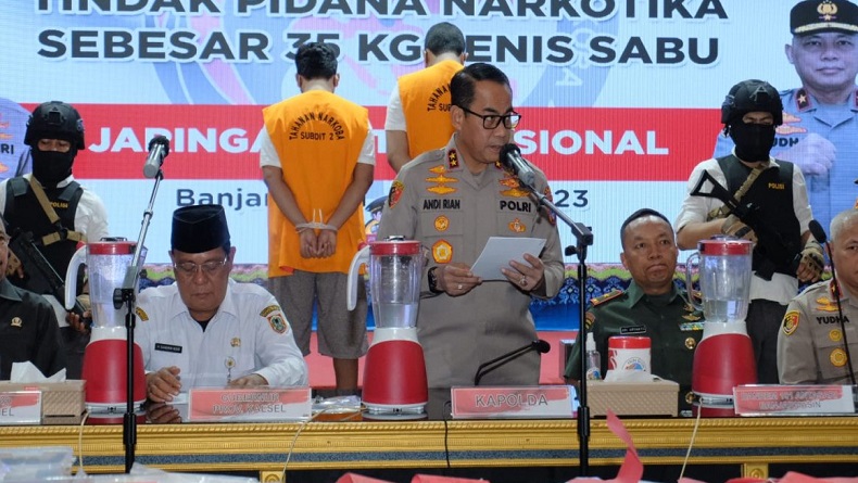 Polda Kalsel Gerebek Rumah Pembuatan Narkoba di Banjarmasin, 35 Kg Sabu Disita