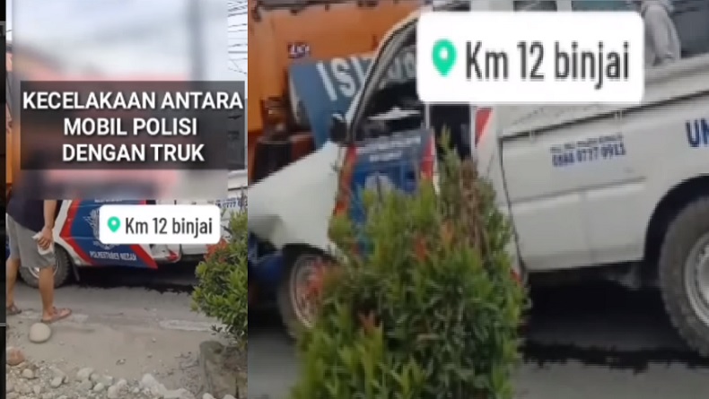 Kecelakaan di Deliserdang, Truk Tabrak Mobil Polisi, 2 Anggota Luka-Luka