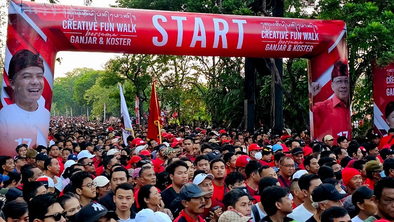  Jalan Sehat di Lapangan Renon Denpasar Dibuka, Lagu Ganjar Siji Ganjar Kabeh Menggema