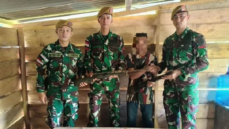 Satgas Yonarhanud di Malut Terima 100 Senpi, Amunisi dan Bahan Peledak dari warga