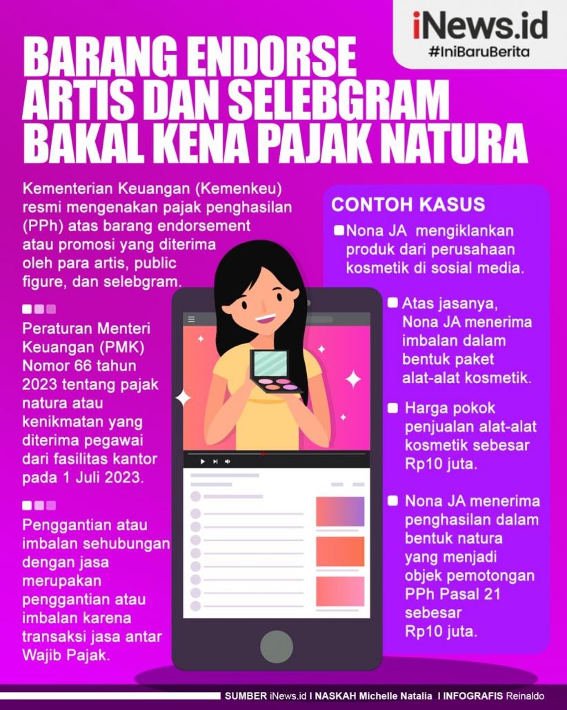 Infografis Barang Endorse Artis dan Selebgram Bakal Kena Pajak Natura