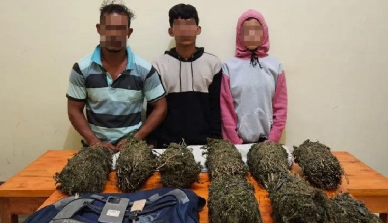 Pasutri di Lhokseumawe Ditangkap Polisi Bawa 8 Kg Ganja Siap Edar