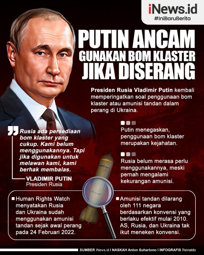Infografis Putin Ancam Gunakan Bom Klaster
